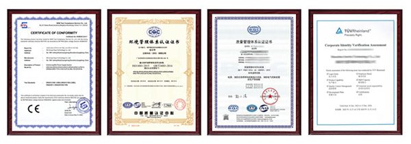 UPSBOSS CE, ISO 14001, ISO 9001 and TÜV certifications